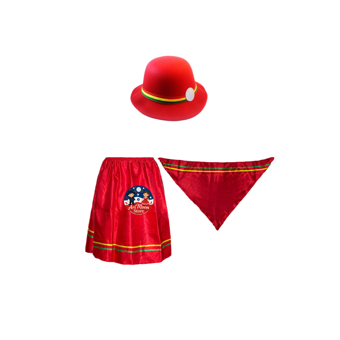 “Niña con vestimenta típica nortina chilena color rojo”