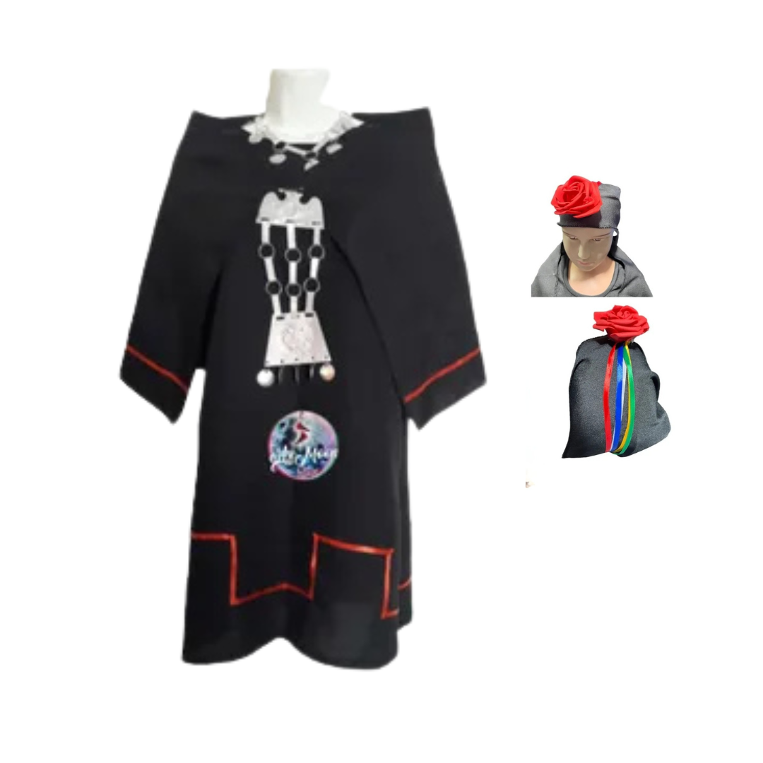 Conjunto mapuche infantil con jumper, manto y trapelacucha