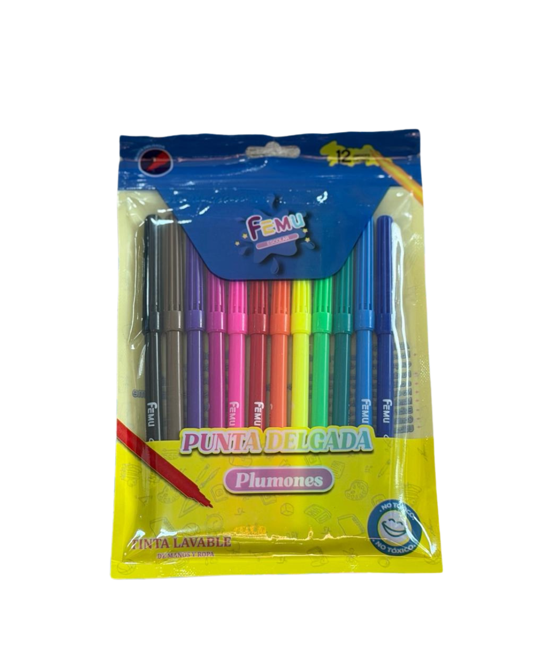 Lápices Scripto Punta Delgada 12 Colores | Plumones Escolares