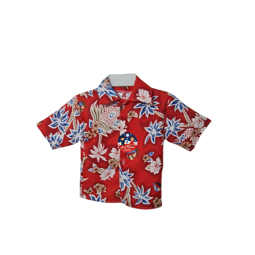 Conjunto Camisa Guayabera+ Pantalón Blanco + collar de flores Traje Tipico Rapa Nui