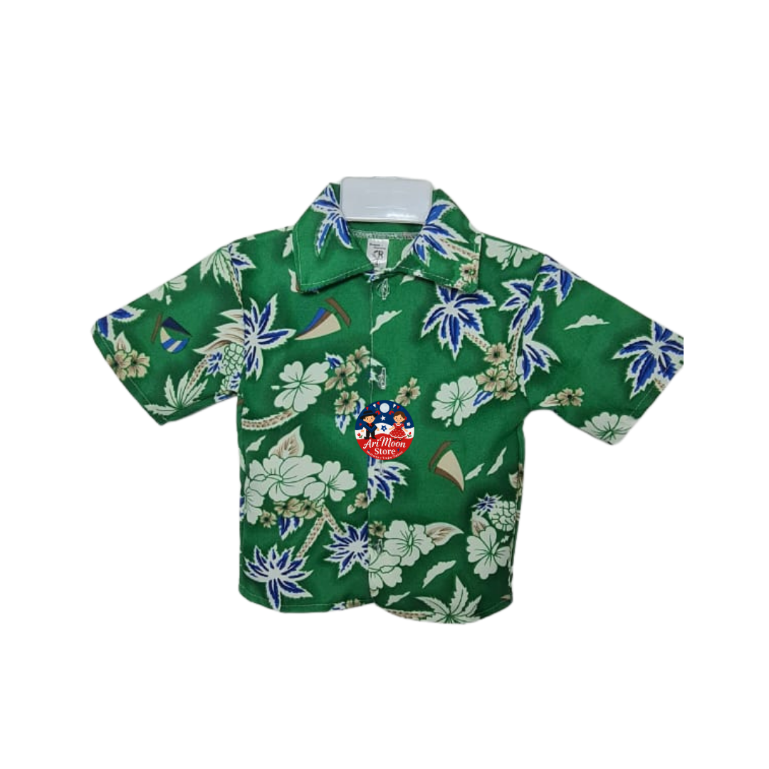 Conjunto Camisa Guayabera+ Pantalón Blanco + collar de flores Traje Tipico Rapa Nui