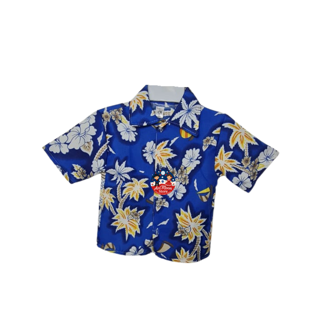Conjunto Camisa Guayabera+ Pantalón Blanco + collar de flores Traje Tipico Rapa Nui