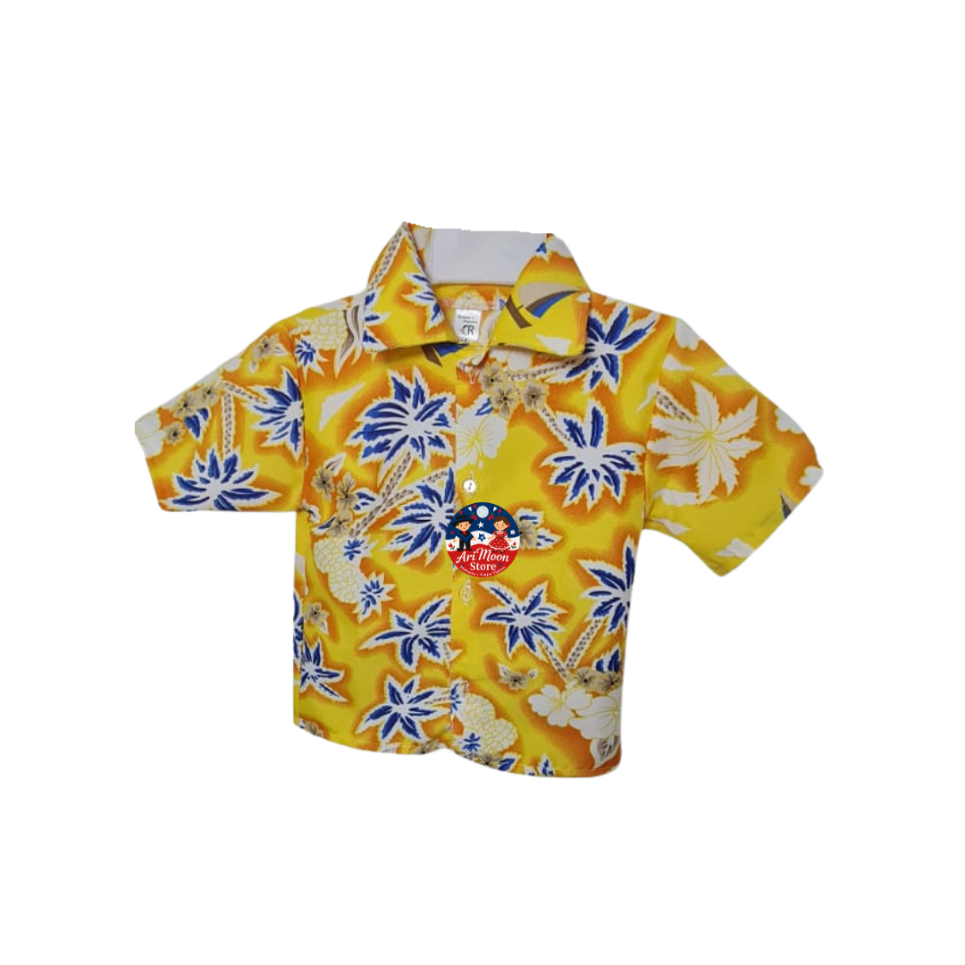 Conjunto Camisa Guayabera+ Pantalón Blanco + collar de flores Traje Tipico Rapa Nui