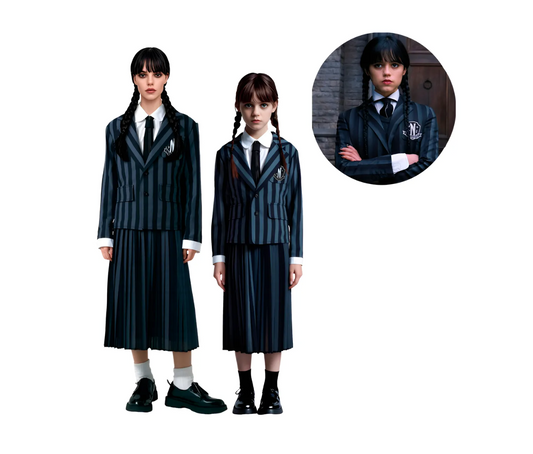 Disfraz de Merlina Con Peluca Nevermore Academy