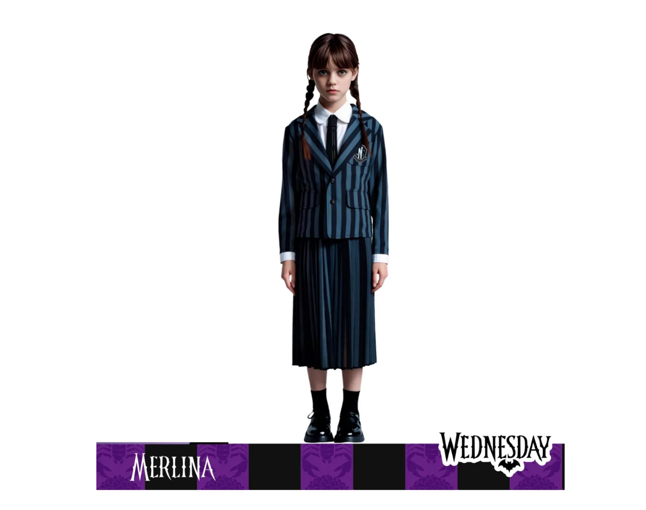 Disfraz de Merlina Con Peluca Nevermore Academy