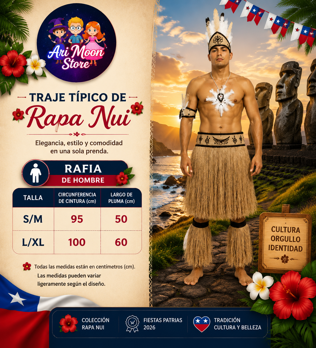 Traje Tipico Rapa Nui Varon - Rafia