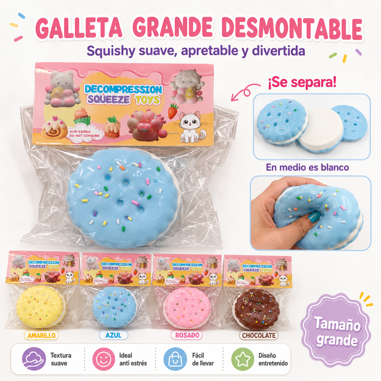 Galleta Grande Desmontable Squishy Antiestrés