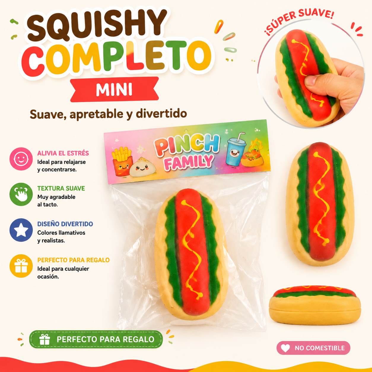 🌭 Squishy Completo Mini Antiestrés