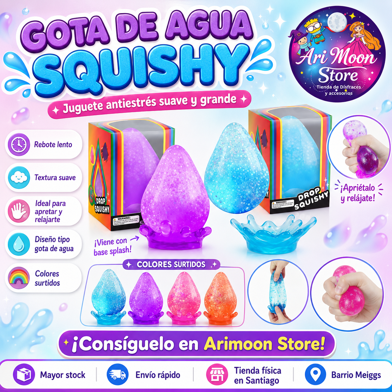 Juguete Antiestrés Gota de Agua Squishy Grande