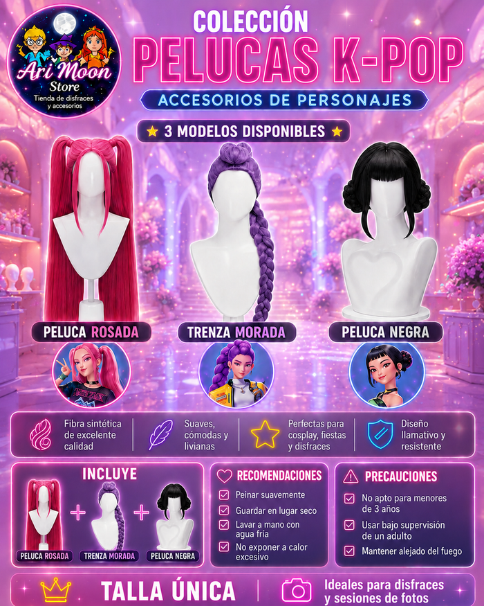 Peluca de Las Guerreras del Kpop Rumi- MirA nime Cosplay