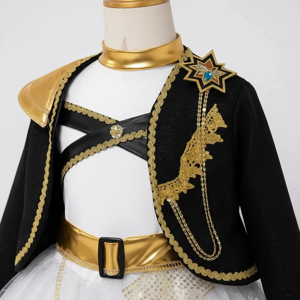 ✨ Disfraz Niña Idol Rumu Estilo falda K-Pop Gold Edition ✨