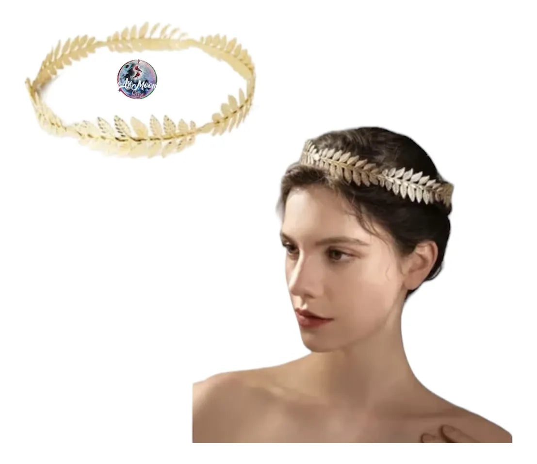 Diadema Griega Metálica Dorada – Estilo Romano