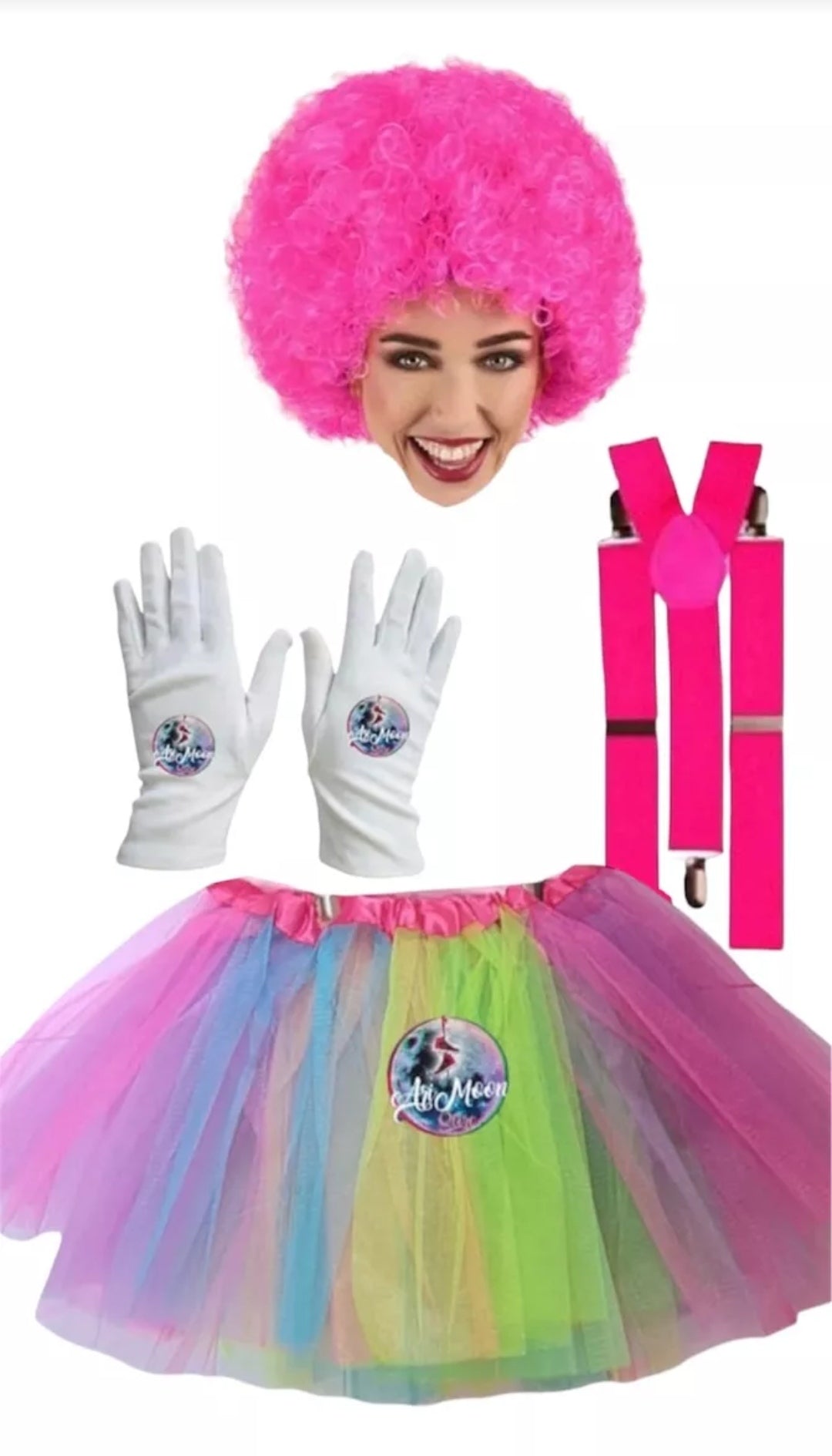 Set Payasa Peluca , suspensor , tutu y guantes- Disfraz de Payasa