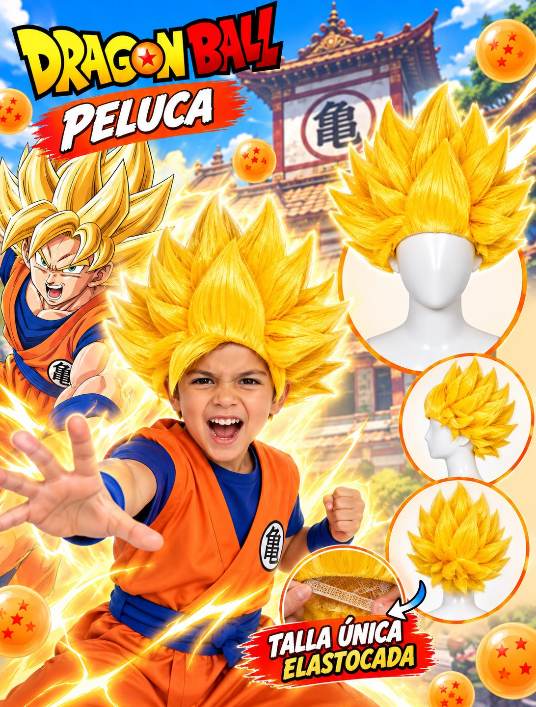 Peluca Goku Super Saiyajin talla única - Ari Moon Store