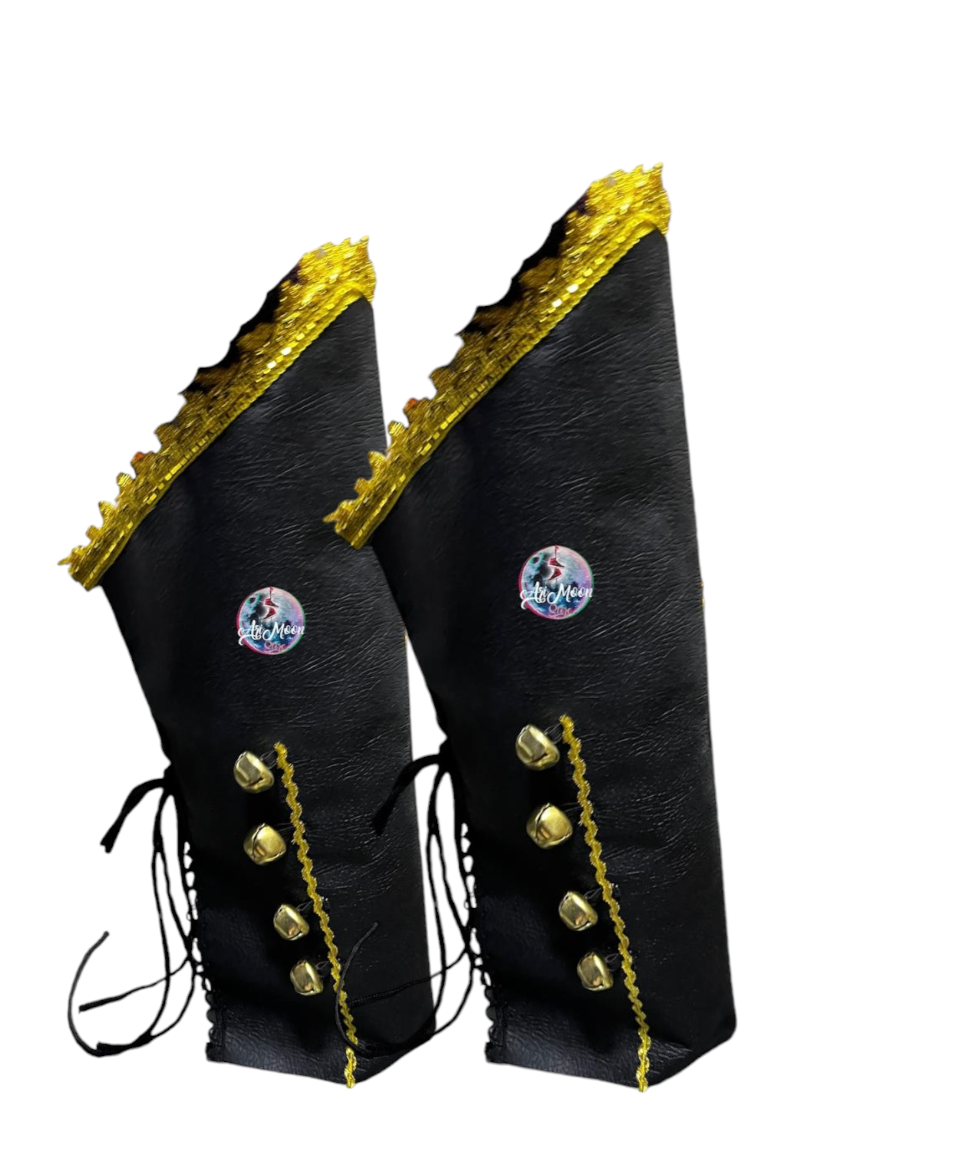 Polainas caporal negras con cascabeles metálicos