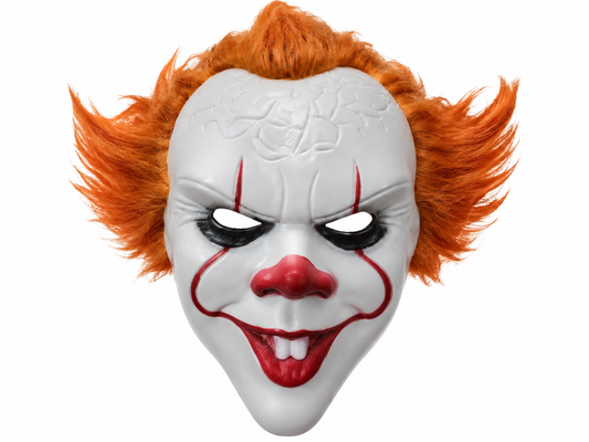 Máscara de Payaso Terror con Pelo Naranjo – Halloween