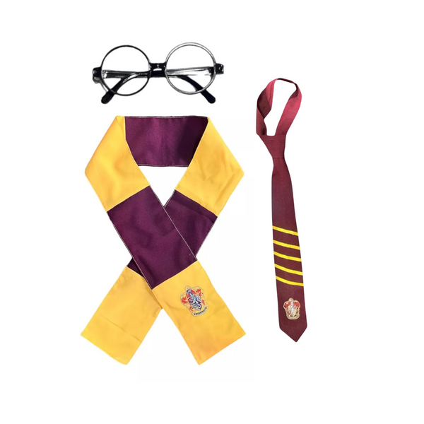 Pack Disfraz harry potter corbata + lentes+ bufanda