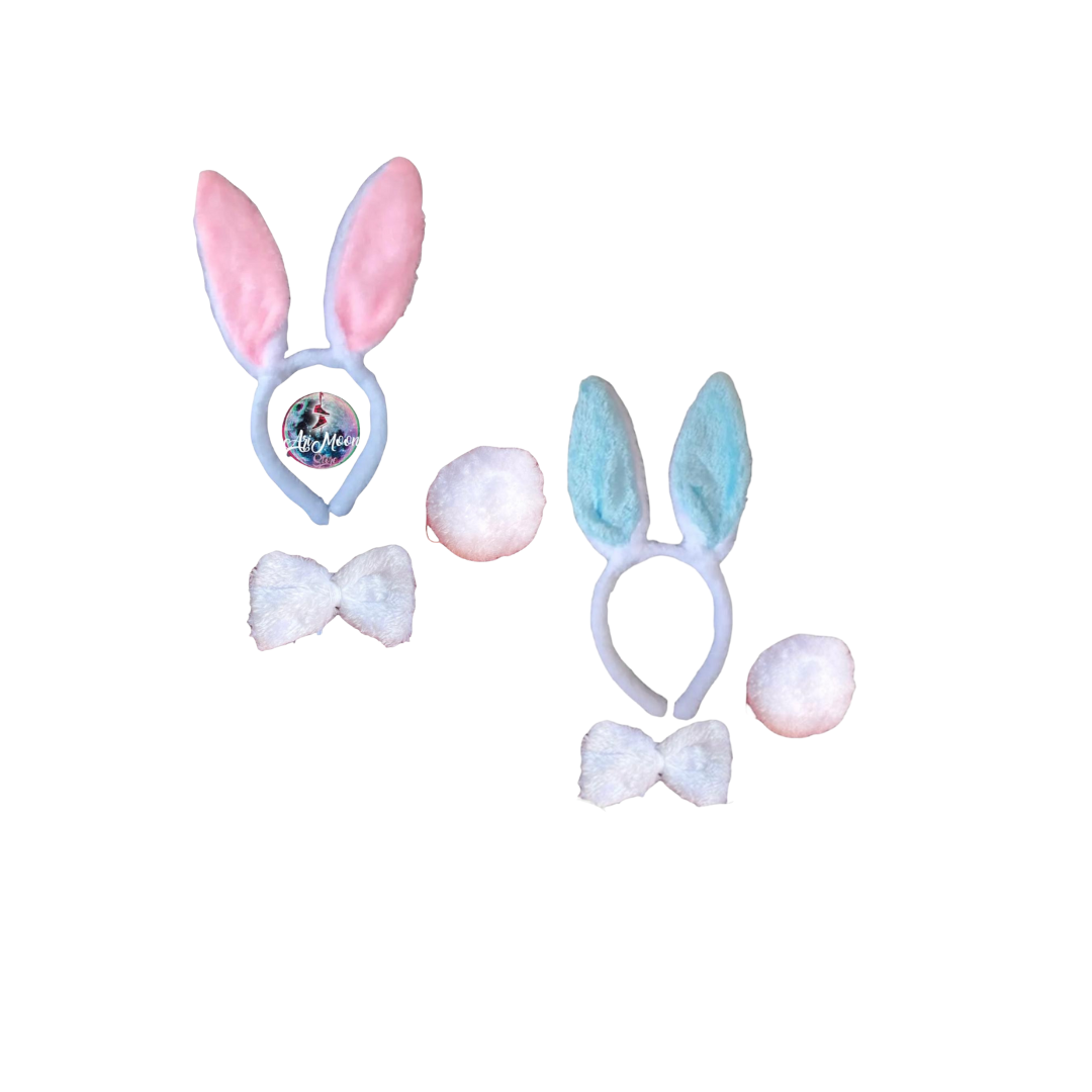 Oreja de Conejo con Pom Pom y Corbatin