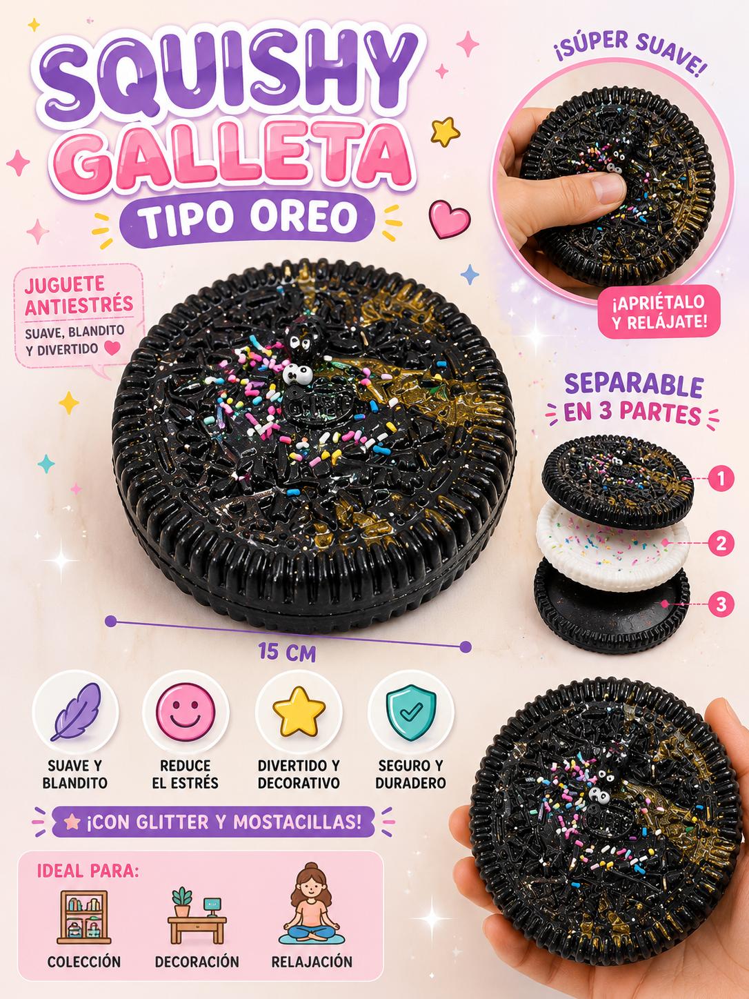 🍪 Squishy Galleta Tipo Oreo Antiestrés