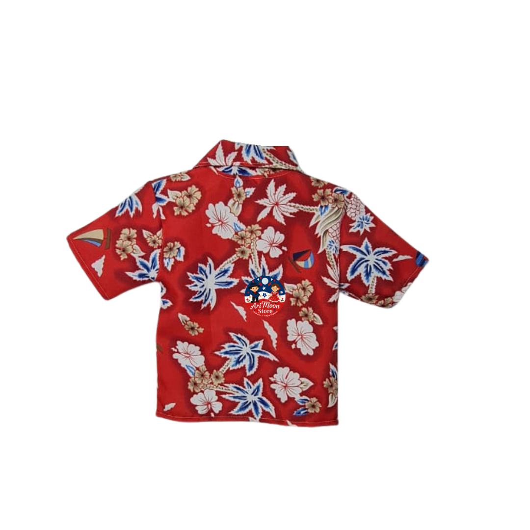 Conjunto Camisa Guayabera+ Pantalón Blanco + collar de flores Traje Tipico  Rapa Nui