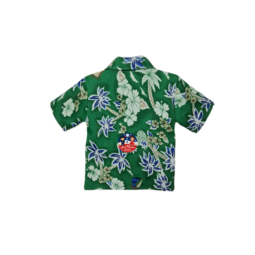 Conjunto Camisa Guayabera+ Pantalón Blanco + collar de flores Traje Tipico  Rapa Nui