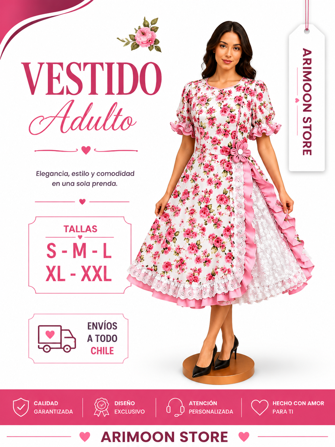 Vestido de Huasa Juvenil- Vestido de Cueca Juvenil- Fiestas Patrias 2026