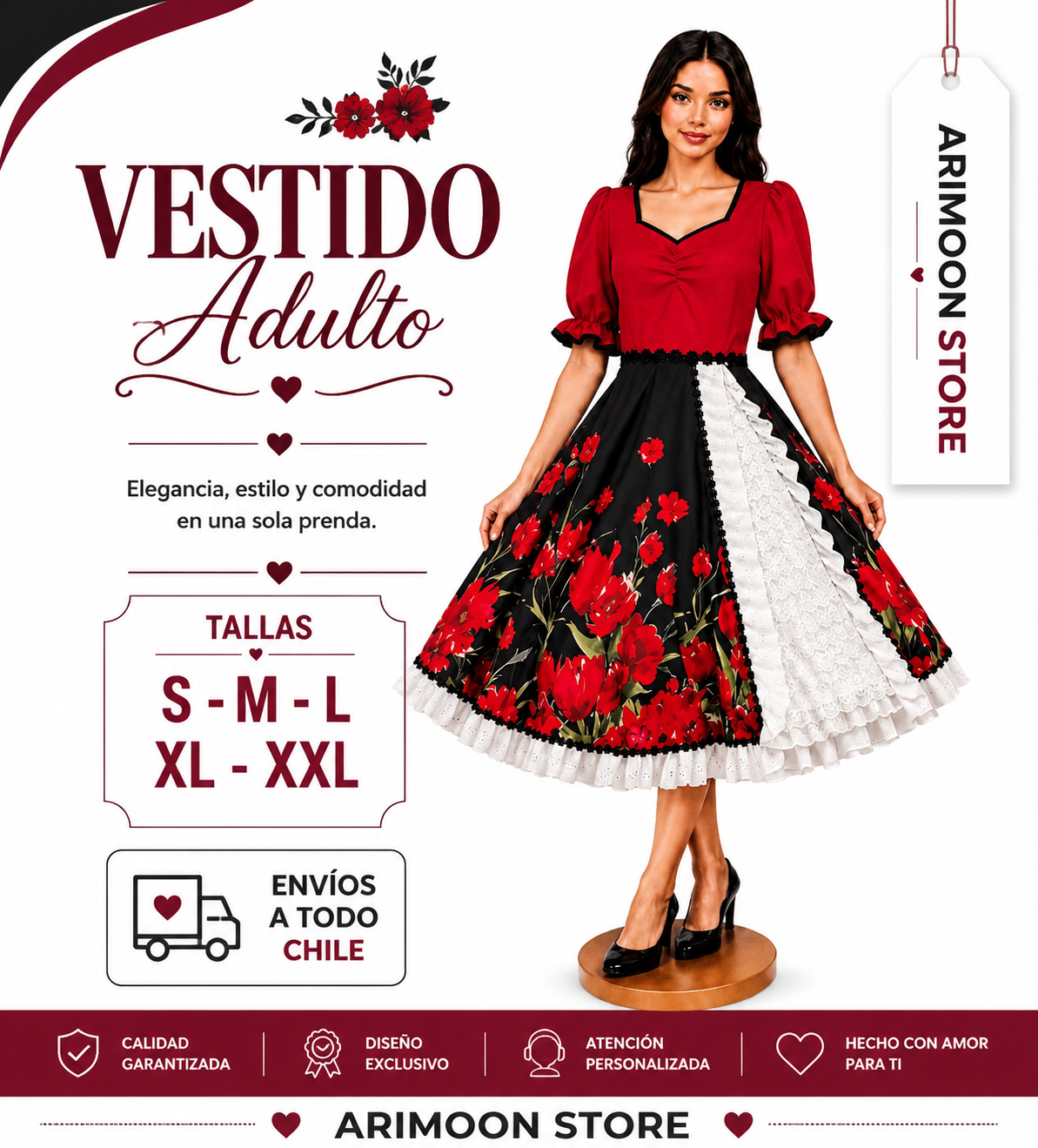 Vestido de Huasa Adulta- Vestido de Cueca Adulta- Fiestas Patrias 2026