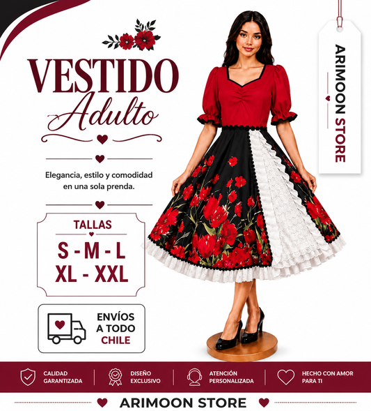 Vestido de Huasa Adulta- Vestido de Cueca Adulta- Fiestas Patrias 2026