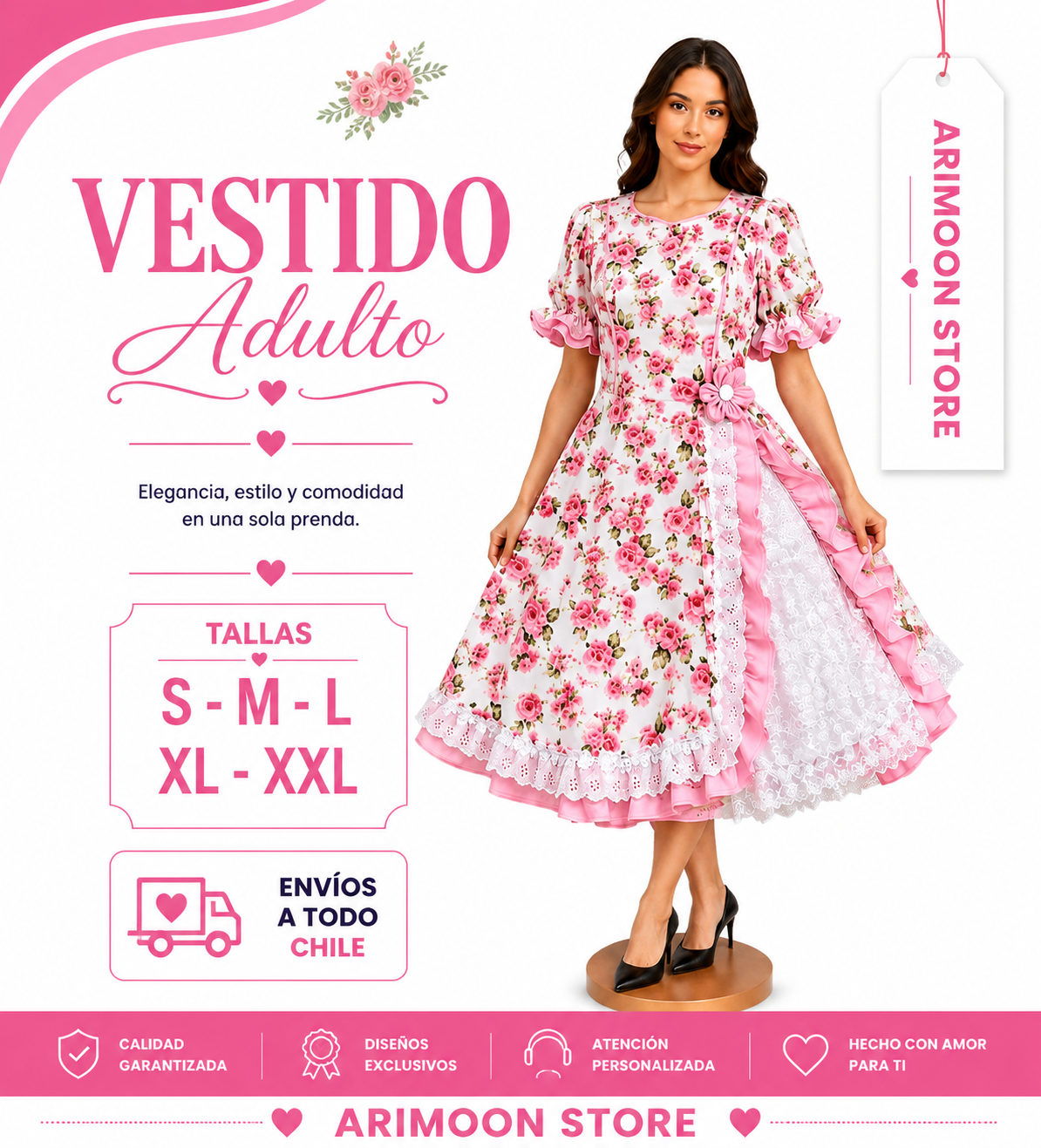 Vestido de Huasa Adulta- Vestido de Cueca Adulta- Fiestas Patrias 2026