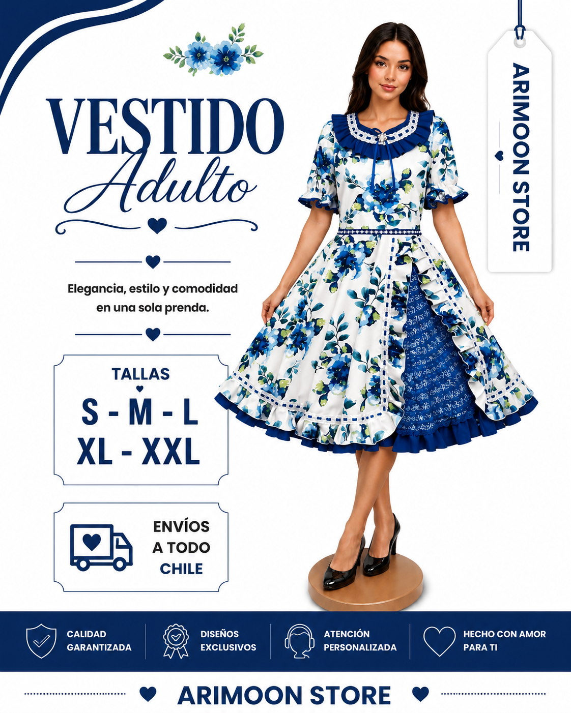 Vestido de Huasa Adulta- Vestido de Cueca Adulta- Fiestas Patrias 2026