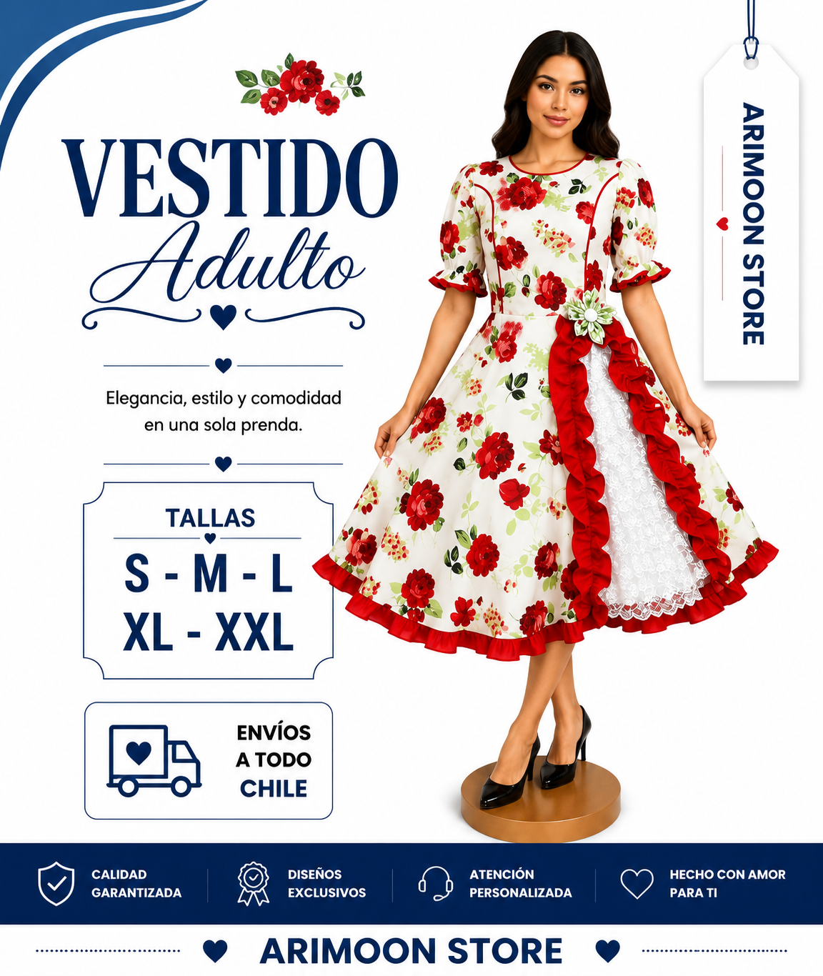 Vestido de Huasa Adulta- Vestido de Cueca Adulta- Fiestas Patrias 2026