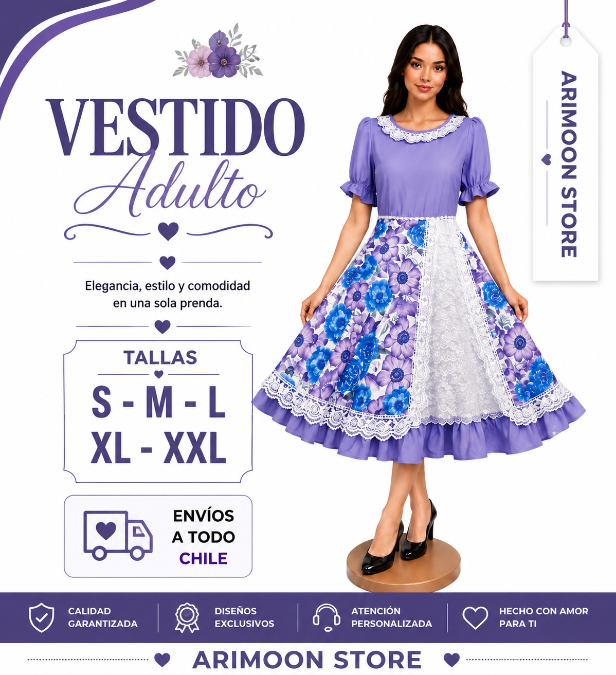 Vestido de Huasa Adulta- Vestido de Cueca Adulta- Fiestas Patrias 2026