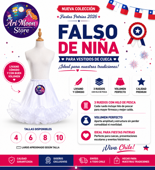 Falso  para vestido de Cueca Niña 3 ruedos