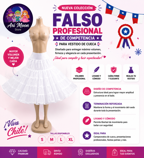 falso profesional o de competencia para vestido de cueca
