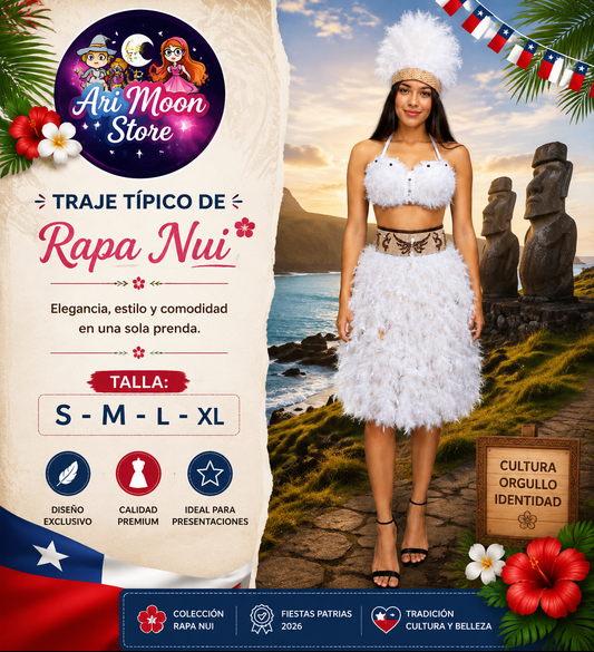 Traje Típico Pascuense Dama PLUMA BLANCA