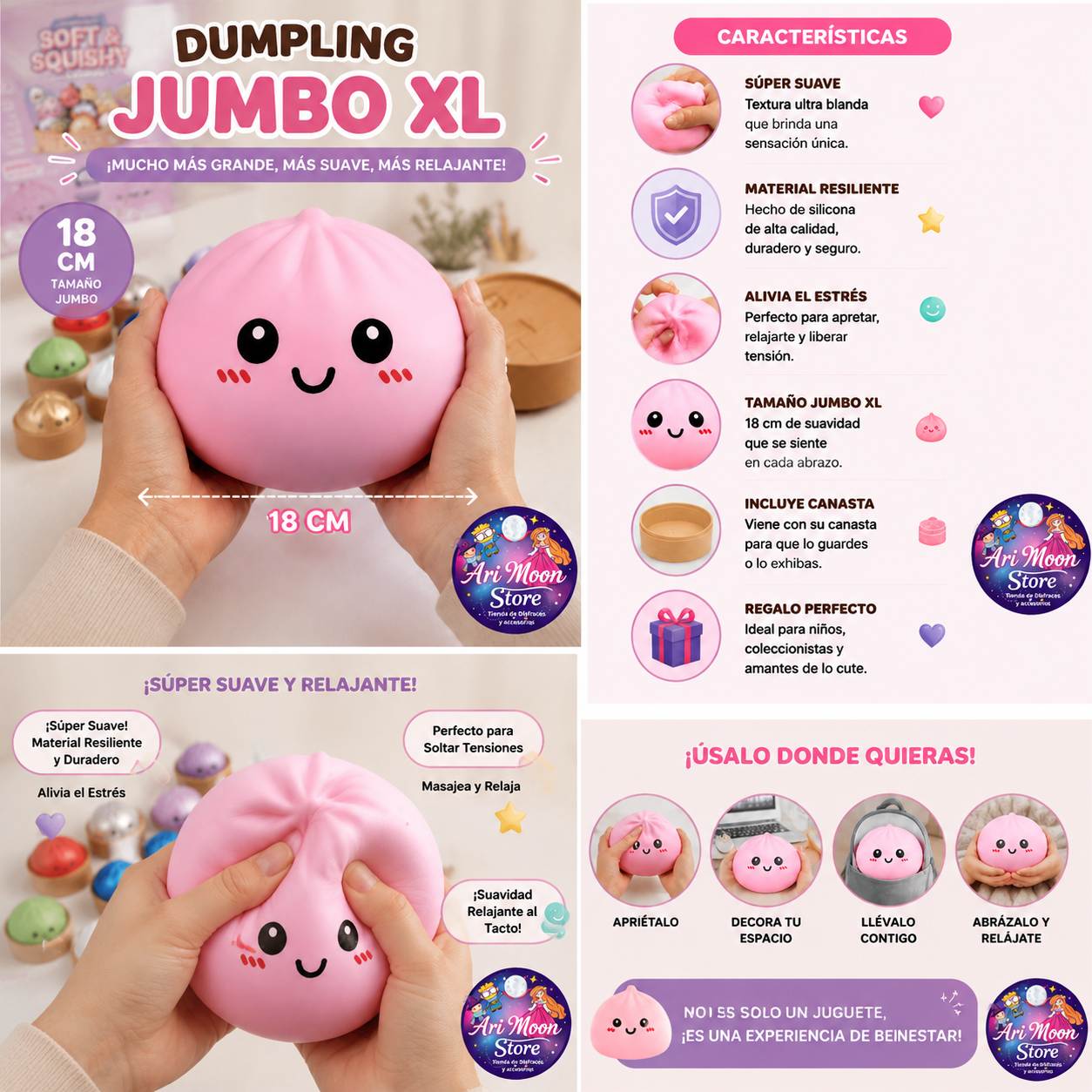 Squishy Dumpling Jumbo XL de 18 cm