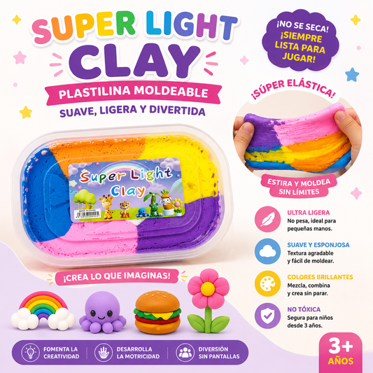 Super Light Clay – Plastilina Moldeable Suave y Liviana 3+