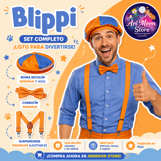 ✨Disfraz de  Blippi – Set Completo Naranja y Azul | Ari Moon Store ✨