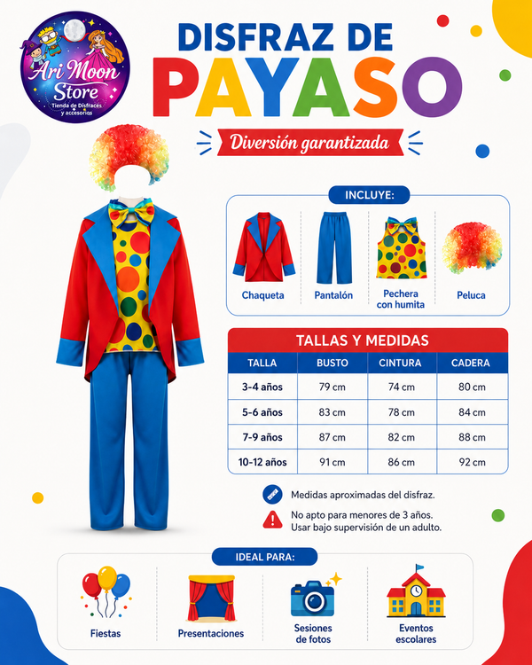 Disfraz de Payaso- Disfraces de Payaso rojo