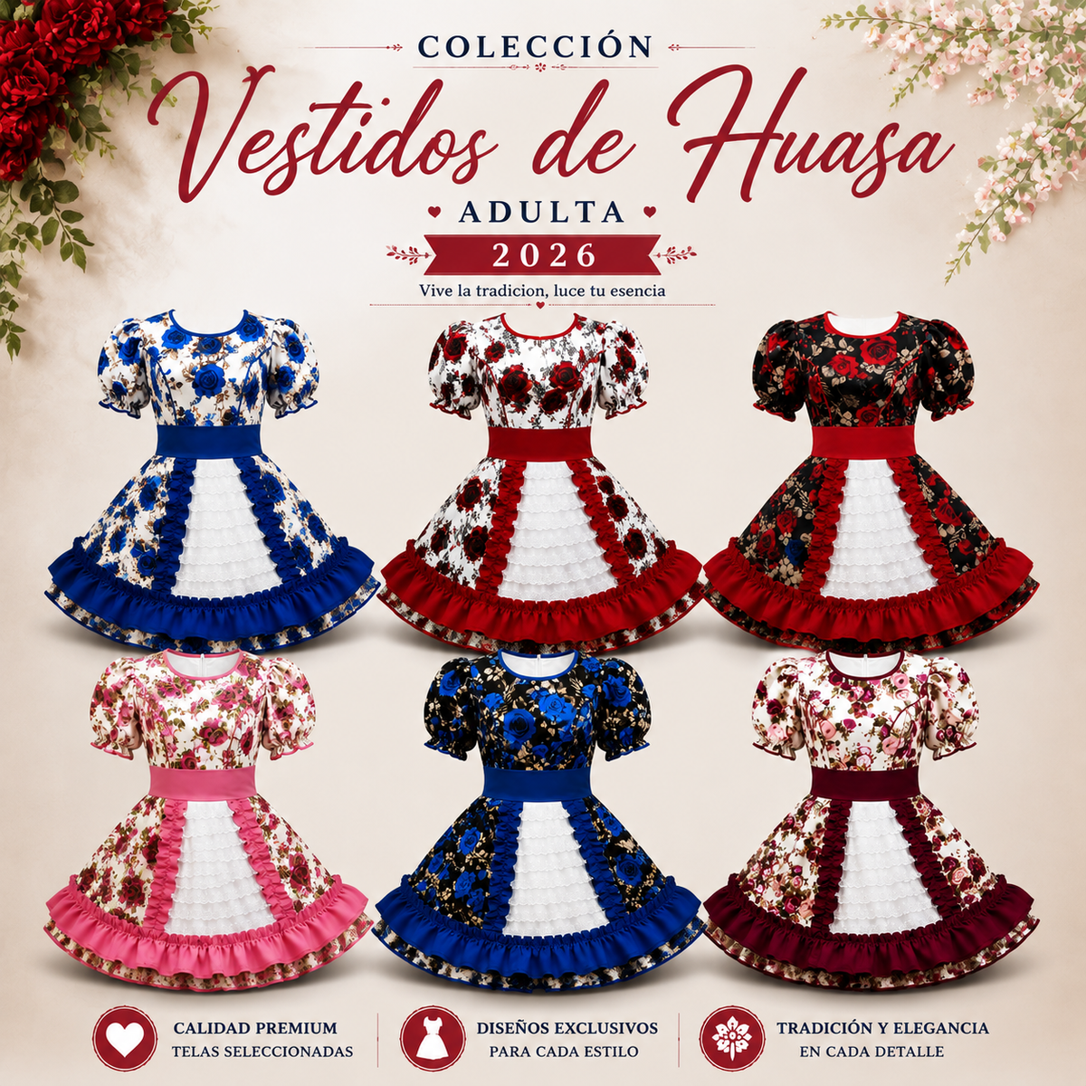 Vestidos de Huasa Adulta  Colección Fiestas Patrias 2026