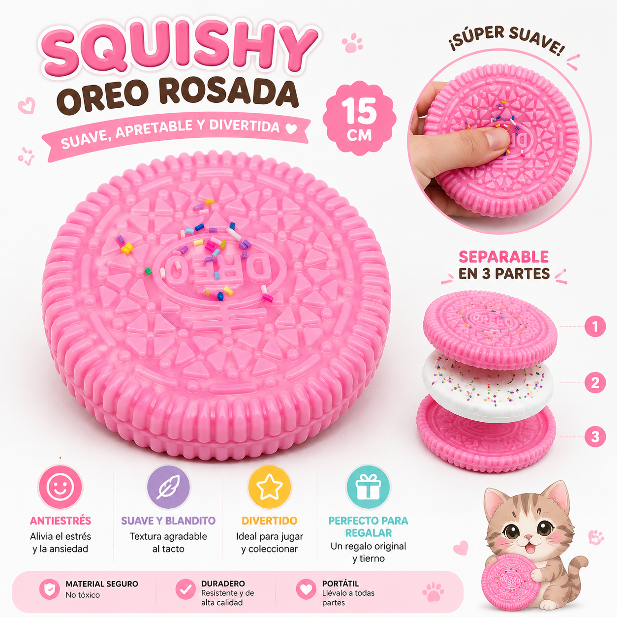 🍪 Squishy Galleta Tipo Oreo Antiestrés