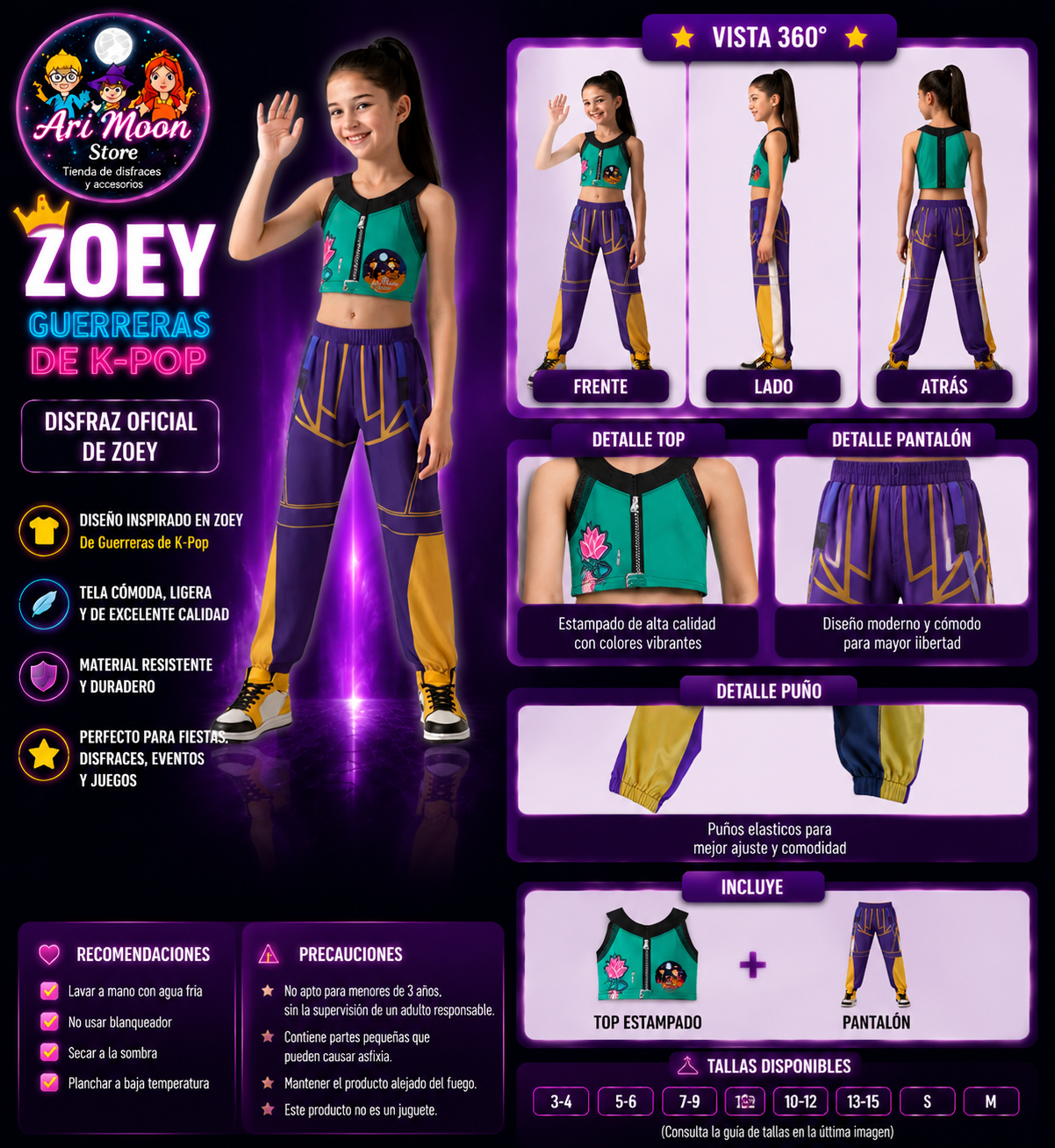 Disfraz de Las Guerreras del K -Pop - Disfraz de Rumi - Disfraz de Zoey- Disfraz de Mira