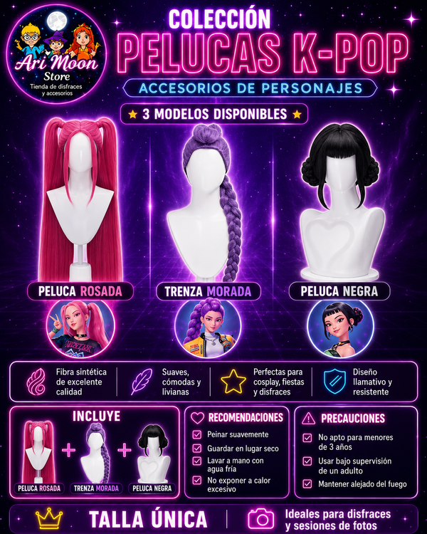 Peluca de Las Guerreras del Kpop Rumi- MirA nime  Cosplay