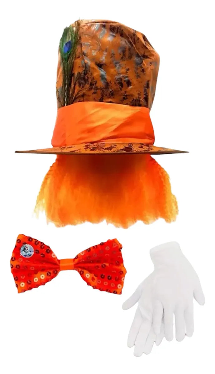 Disfraz Sombrerero - sombrero -  Corbatín + Guantes para Halloween –