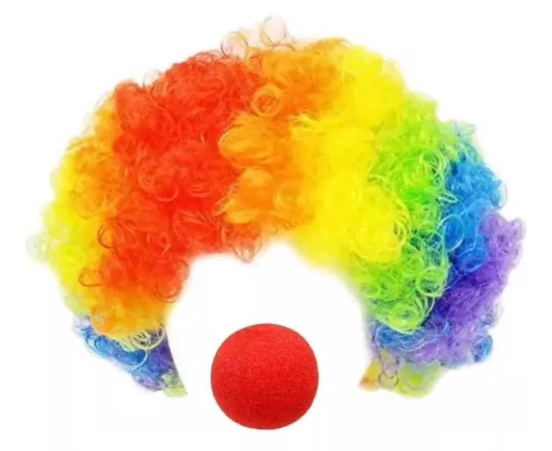 Peluca y Nariz de Payaso - Talla única