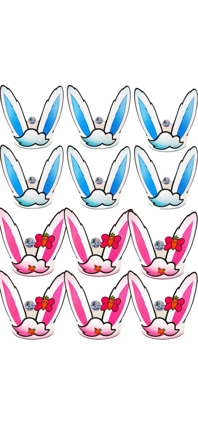 pack 12 Cintillo Orejas de conejo de Carton Celeste o Rosada