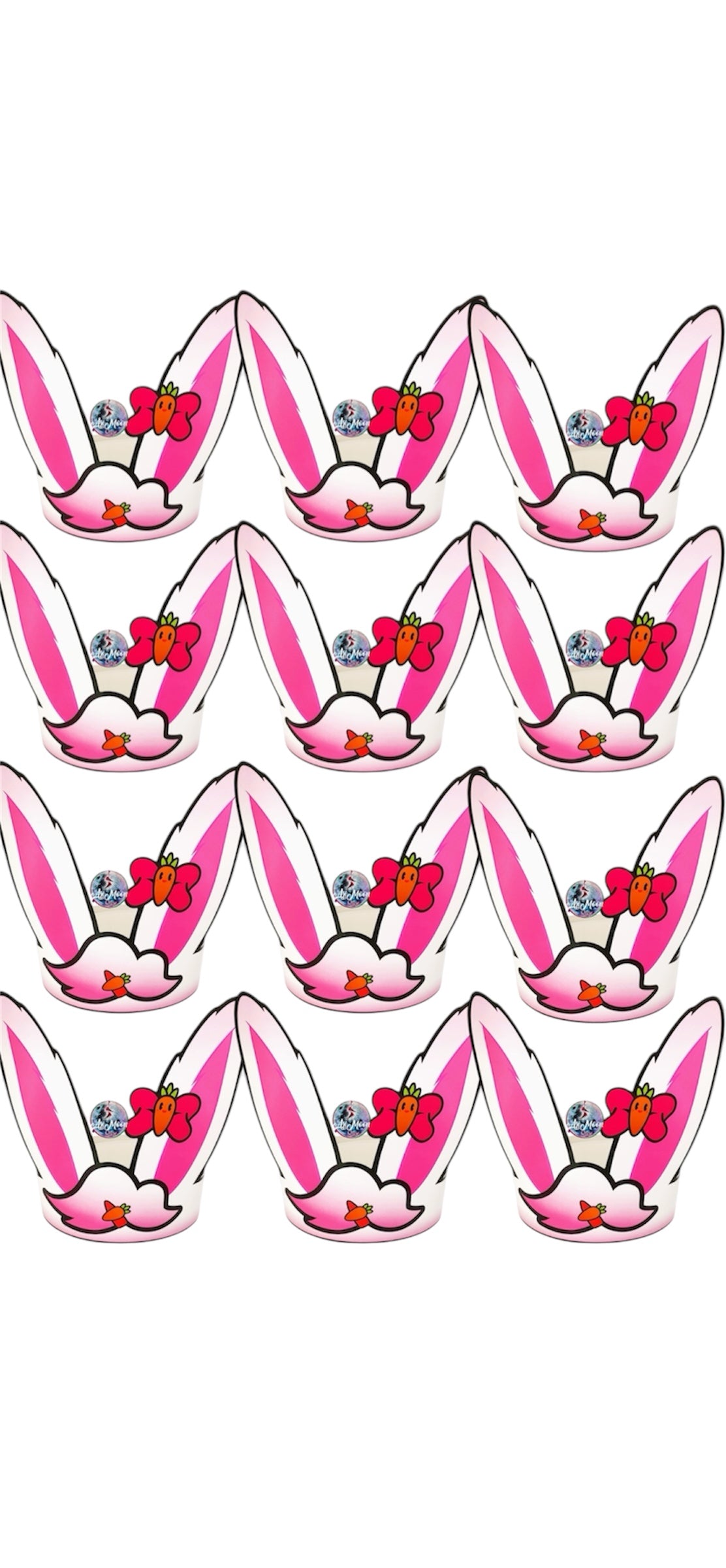pack 12 Cintillo Orejas de conejo de Carton Celeste o Rosada