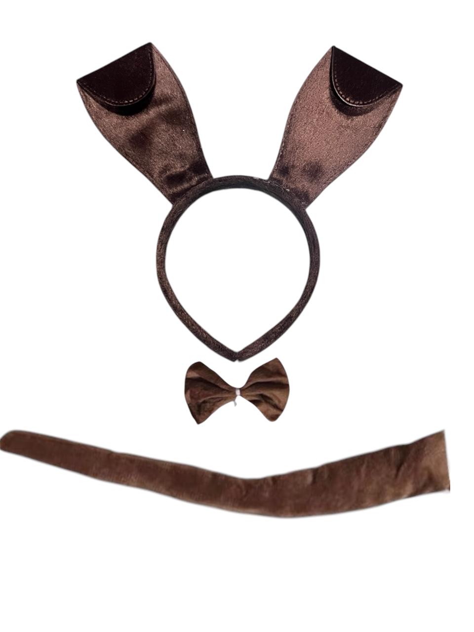Set Animal Orejas, corbatin y cola - Conjunto animal - Disfraz de animal