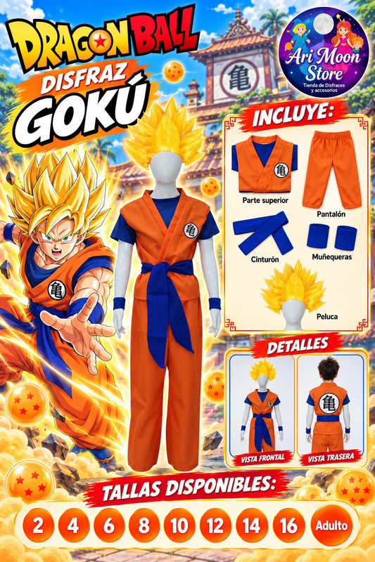 Disfraz Goku con peluca Dragon Ball - Ari Moon Store
