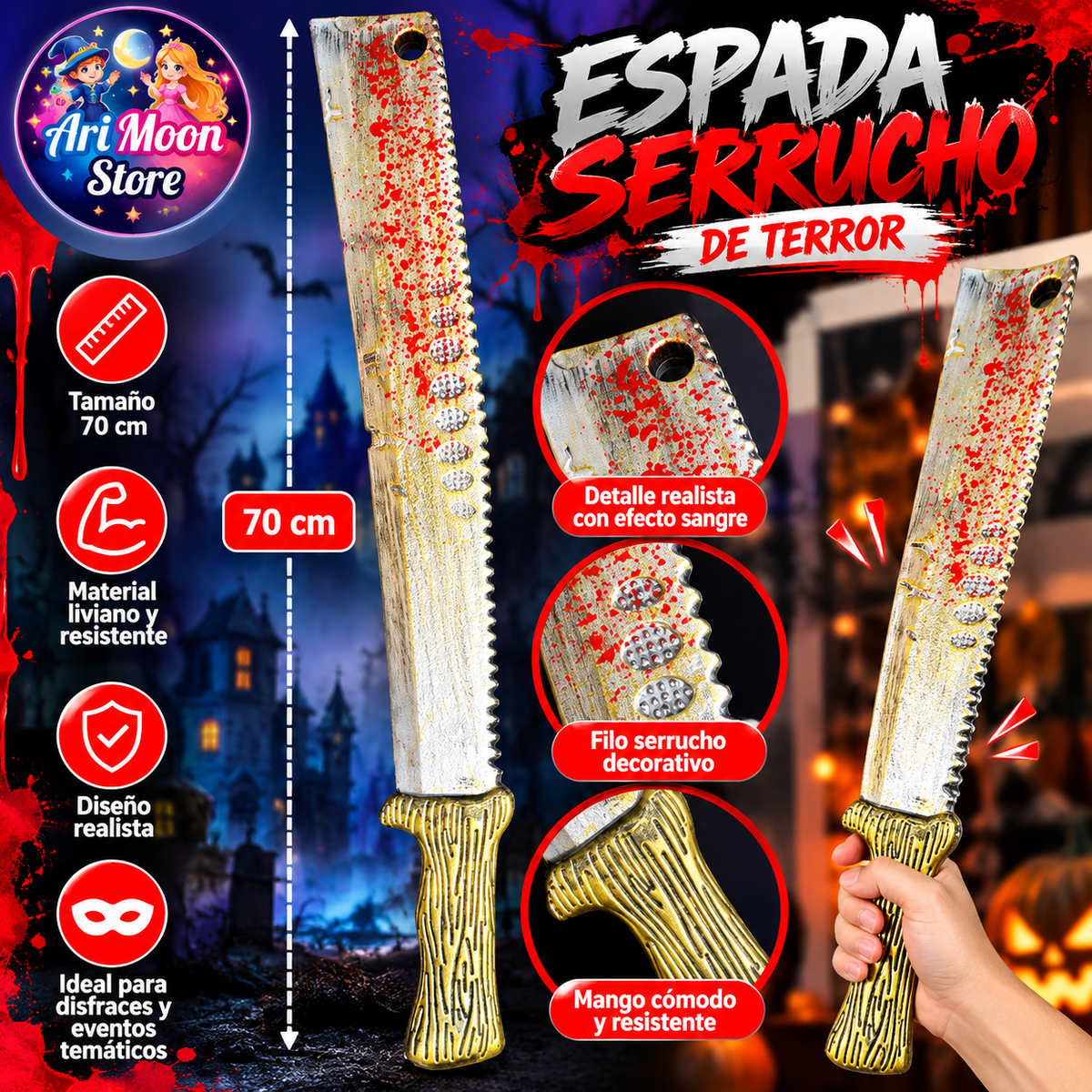 Espada serrucho de terror 70 cm